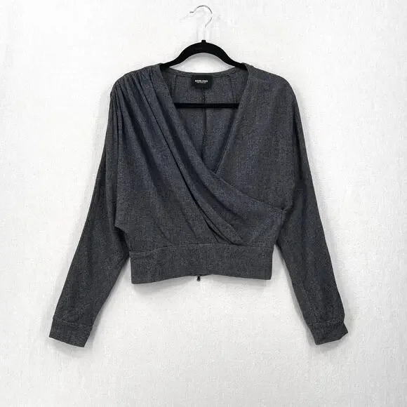 RACHEL COMEY Frances Top Womens 2 Navy Clarion Textured Wrap Long Sleeve Blouse - Picture 4 of 16